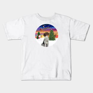 Santa's Sunset Take Off with a German Short Haired Pointer Kids T-Shirt